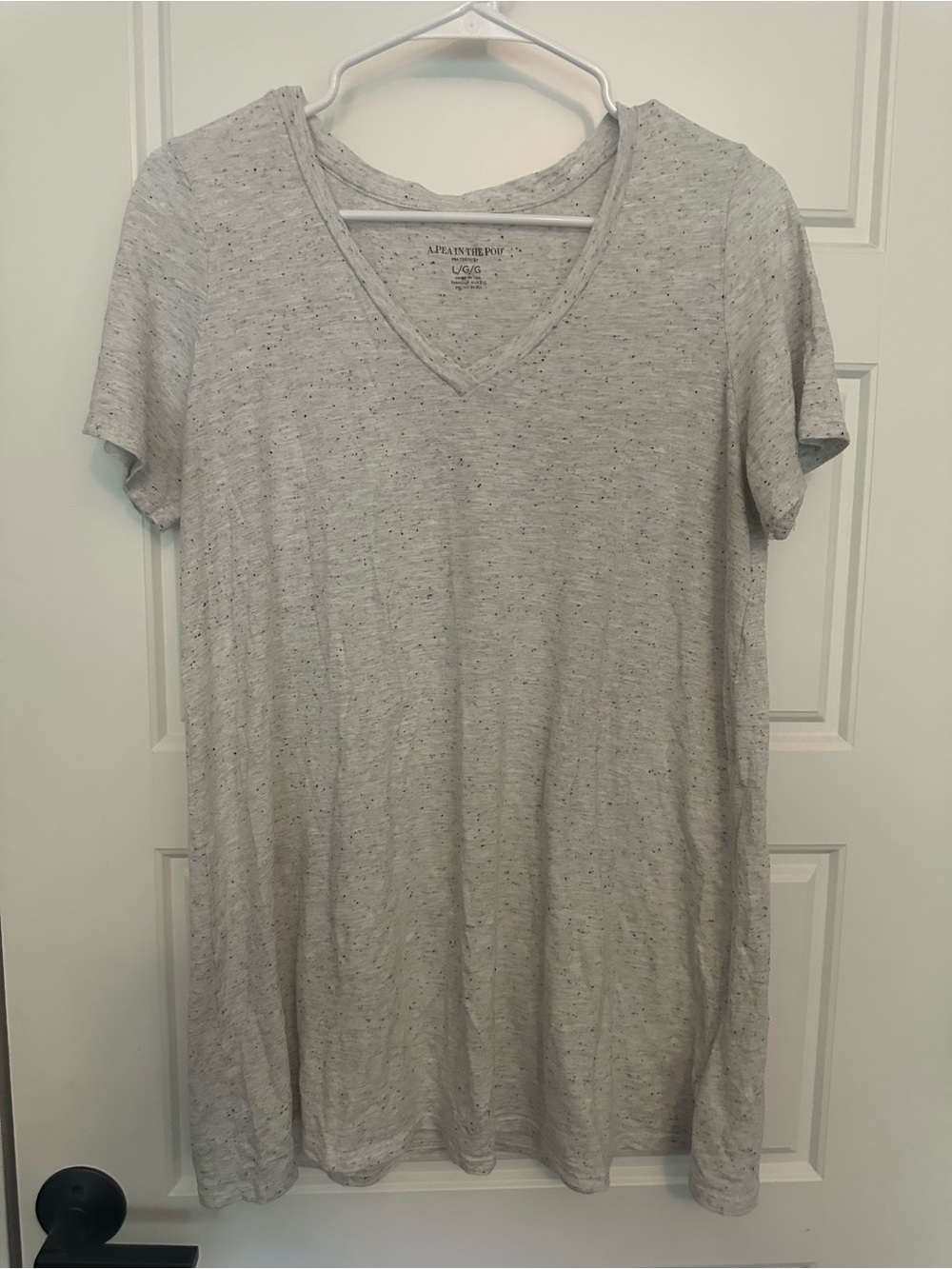 A Pea in the Pod Maternity V-Neck Tee in Heather Gray. Size L.